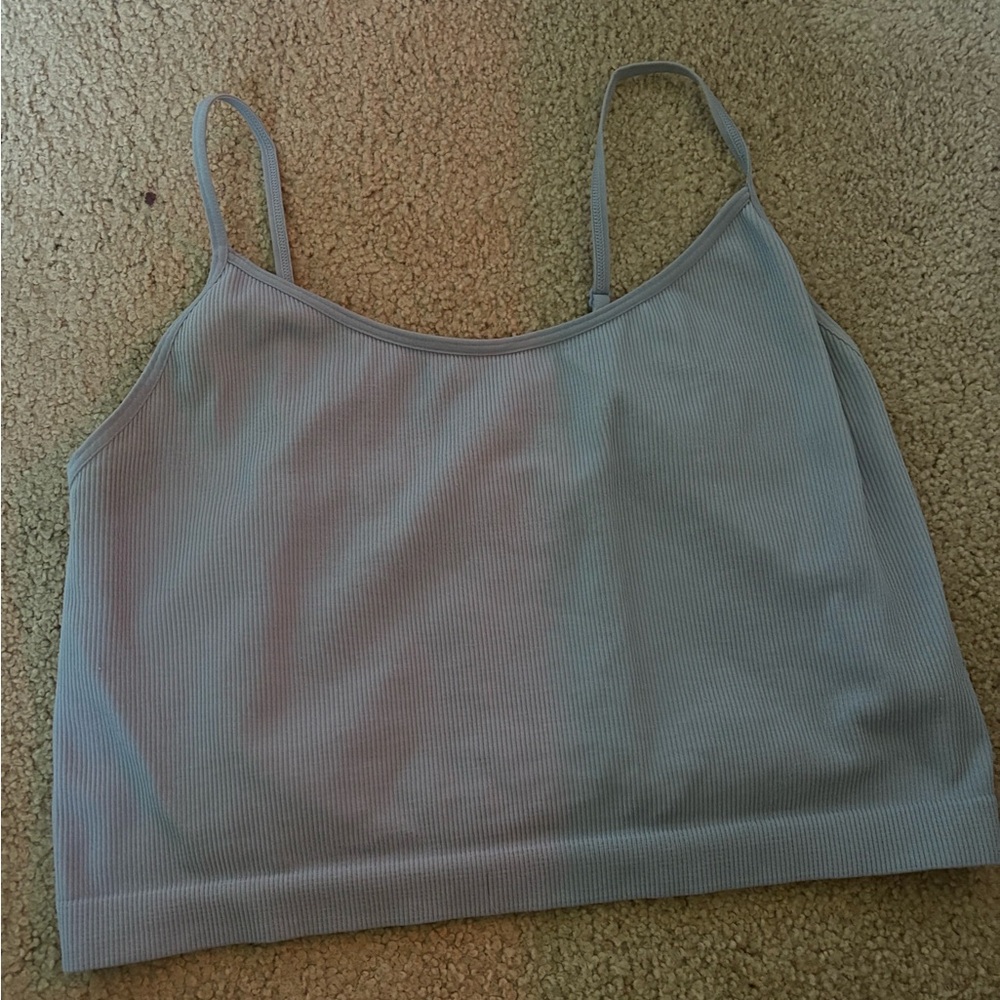 Gray-ish Blue Ribbed Tank Top